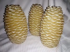 Set of Three Frontgate 8" Real Wax Pinecone CHRISTMAS CANDLES   Lit once