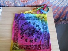 LOTUS BLOSSOM DESIGHN COTTON CLOTH TOTE BAG 18''x18'-New'