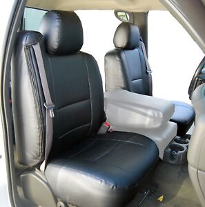 Chevy Silverado 2003 2006 Black S Leather Custom Made Fit 2 Front Seat Covers - Custom Fit Chevrolet Seat Covers
