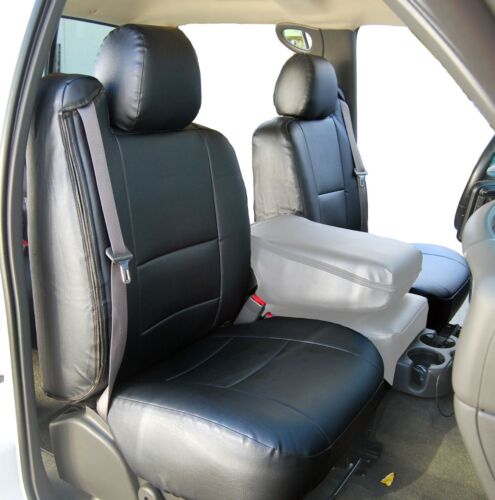 Chevy Silverado 2000 2002 Black S Leather Custom Made Fit 2 Front Seat Covers - 2002 Chevy Silverado Bucket Seat Covers