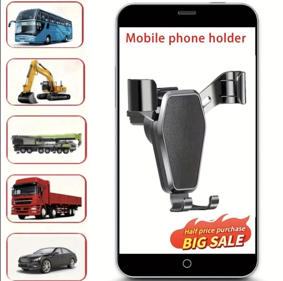 Junsun 360° Rotating Stand Car Mobile Phone Holder Air Vent - Grey - Image 2 of 4