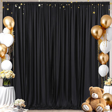 Black Backdrop Curtains for Parties, Soft Fabric Drapes Wedding Black Curtain Ba