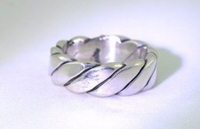 Custom Handmade PURE REAL Sterling Silver Angled Weave Band Ring Size 6 PSR79