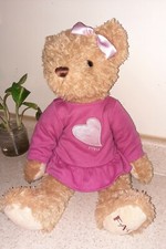 FAO Schwarz Toys R Us Teddy Bear Plush Stuffed Animal in Pink Heart Dress 2012
