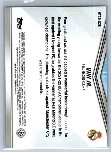 2023 Topps UEFA Champions League Int Trading Card Day #NTCD-S25 Vini Jr. - Picture 2 of 2