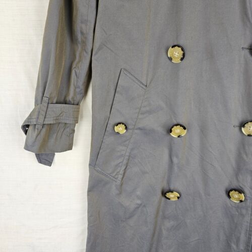 Vintage Burberry Womens Trench Coat XS/S Grey Long Double Breasted Mac Classic - Picture 4 of 21