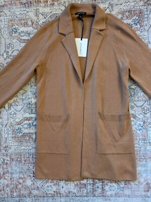 NEW 41 Hawthorn Open Front Collared Cardigan Sweater Tan/Camel Size L
