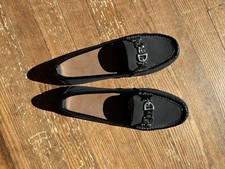 Donald J Pliner Loafers, Black with Buckle, Trimmed in Patent Leather