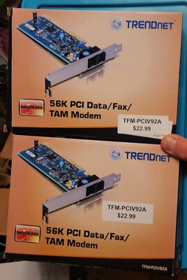 QTY: 2 TRENDnet TFM-PCIV92A 56K High Speed Internal PCI Modem - Data/Fax/Voice