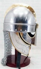 Medieval Viking Helmet Battle Armor 18G Steel and Chainmail Historical Halloween