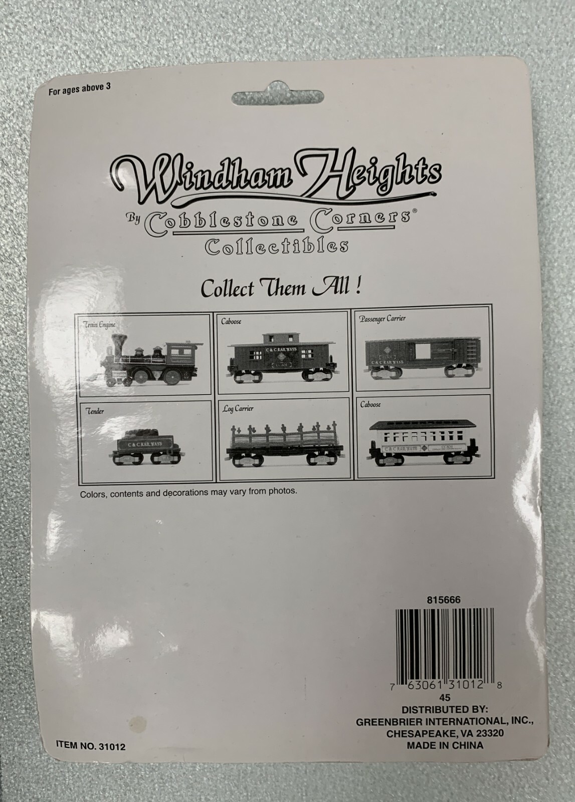 Windham Heights C & C Railways Caboose And Log Carrier By Cobblestone Corners