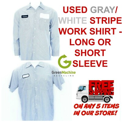 Used Work Shirts Cintas, Redkap, Unifirst, G&K White/Gray Stripe