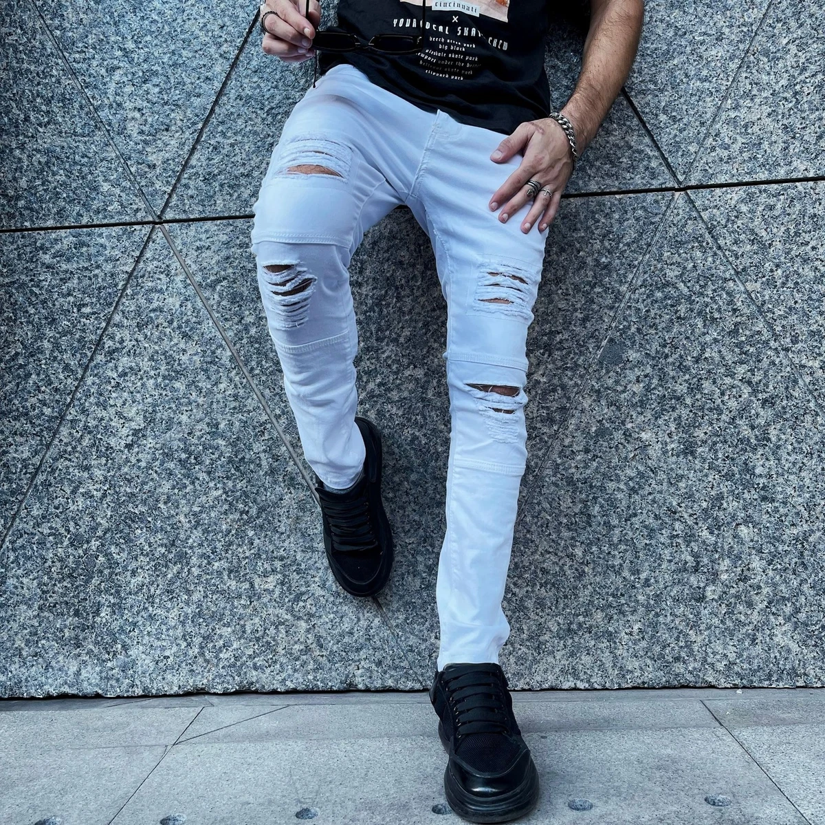 White frayed deals skinny jeans