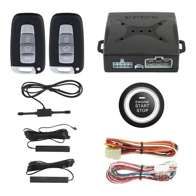 Smart pke keyless go car alarm system remote starter push start button auto lock
