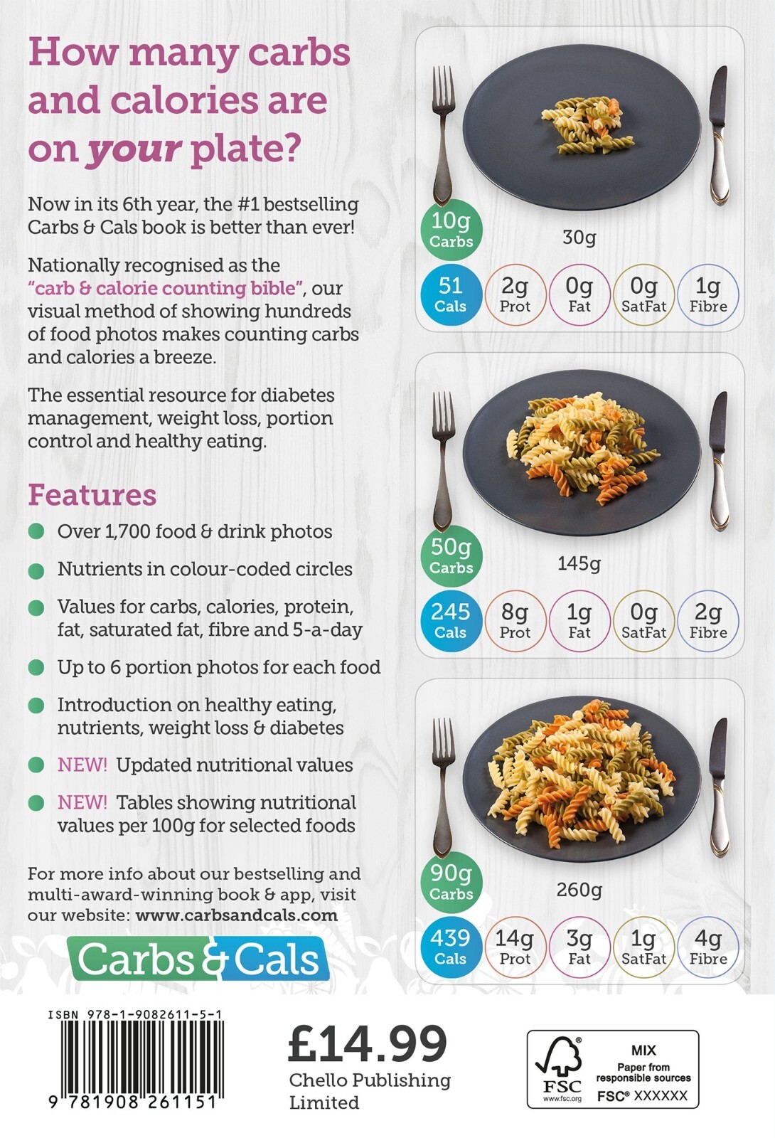Carbs & Cals Carb & Calorie Counter Count Your Carbs & CaloriesNewFree Postag 9781908261151