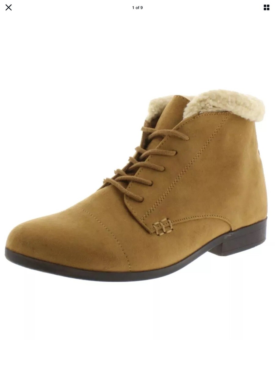 GLORIA VANDERBILT Size 11 Tan Suede Tie Bootie Claudette SHERPA