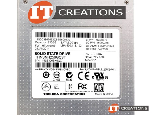 TOSHIBA 256GB MLC SATA 2.5 SFF HG5D 6GB/S SOLID STATE DRIVE SSD THNSNH256GCST - Picture 2 of 2