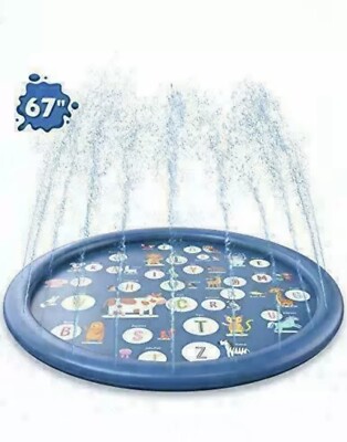 67'' Huge Water Splash Pad Kids, Dogs, Baby, Sprinkler Mat Summer Family Fun