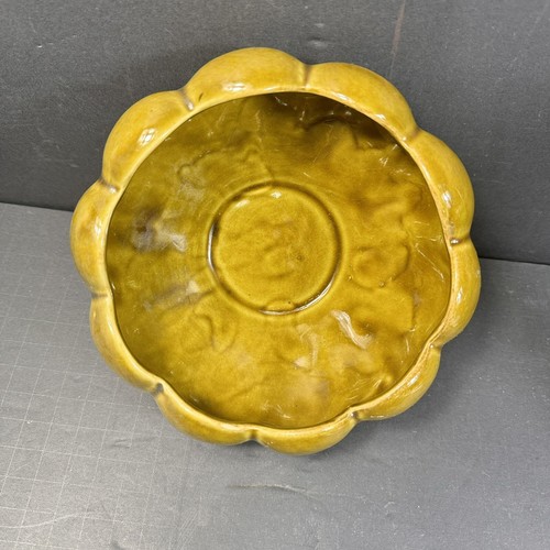 Vtg MCM Pottery 6” Green Glaze Flower Pot Planter Art Deco Retro Cottagecore USA - Picture 10 of 12