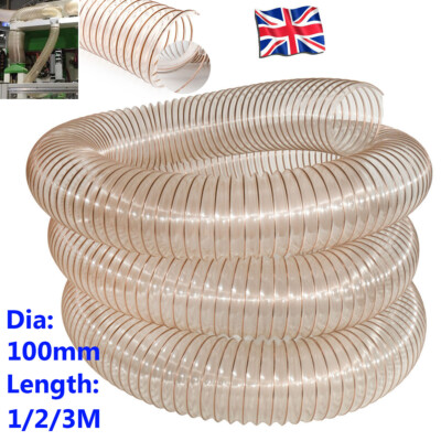 Dust Extractor Pipe 100mm Clear PU Flexible Air Dust Extractor Ventilation Fan Hose Pipe ...
