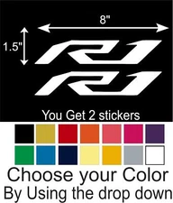 Yamaha R1 Logo Pair X2 2015 2016 YZF R1 Vinyl Decal Stickers set 8" X 1.5" 