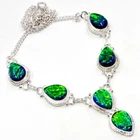 Australian Green Triplet Opal Gemstone 925 Silver Handmade Jewelry Necklace 18"