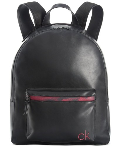 Contrast-Trim BLACK LEATHER Backpack 