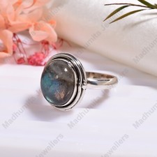 Labradorite Gemstone 925 Sterling Silver Handmade Jewelry Ring Gift For Her