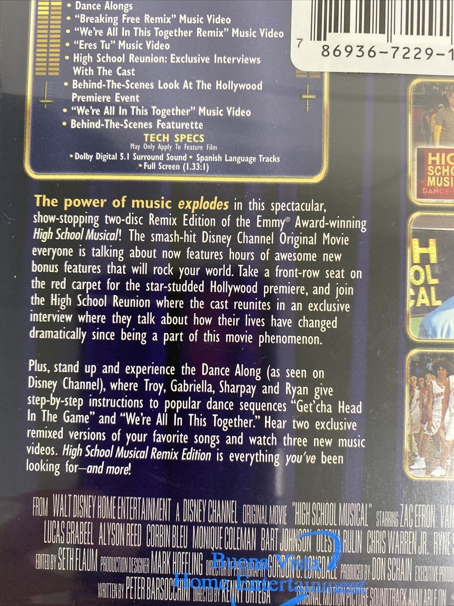 Disney Channel High School Musical DVD 2-Disc Set Remix Edition
