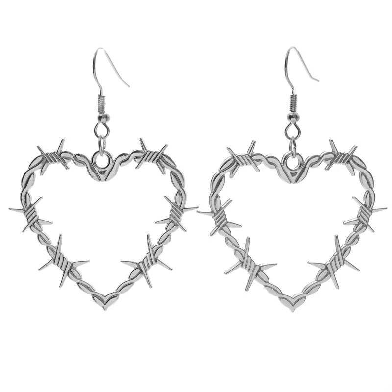 Barbed wire cheap heart earrings