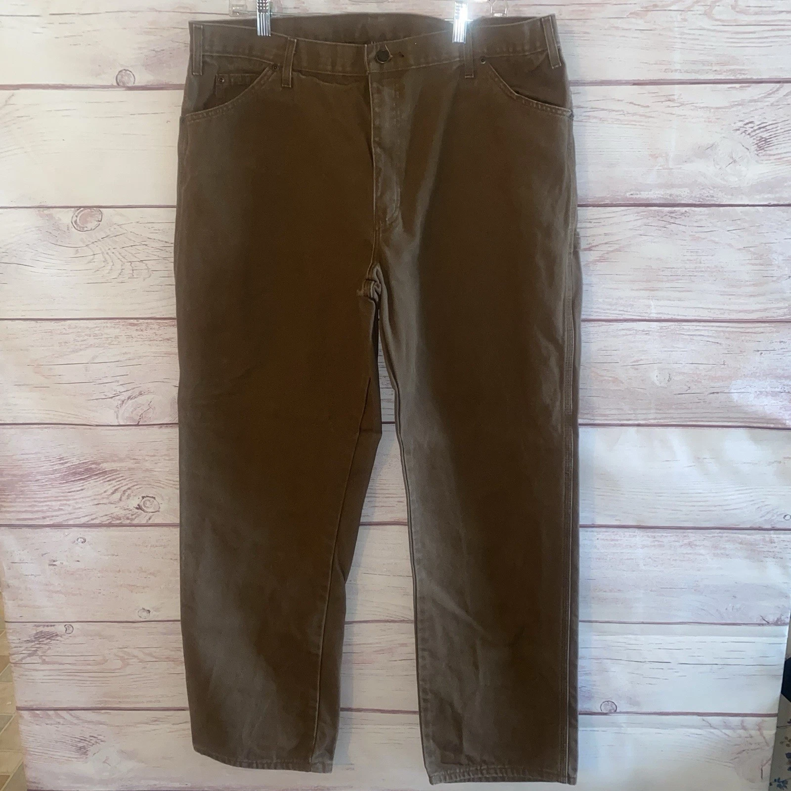 Dickies Carpenter Pants Mens 38x32 Brown Duck Canvas Workwear Utility
