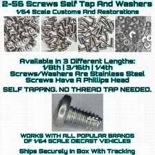 2-56 Screw Self Tap  Washer FOR 1/64 Scale Custom Restoration Hot Wheel  Other