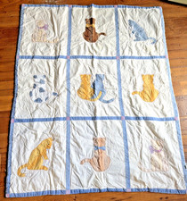 Vintage Quilt Kitty Cats Baby Nursery 50"x50" Adorable B 1992 Throw Pastel