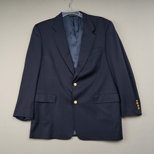 Hart Schaffner Marx Gold Trumpeter Mens Navy Wool Sport Coat Blazer Jacket 42R