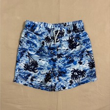 Janie and Jack Boys Blue Black Swim Trunks Ocean and Palm Tree Graphic Size 5
