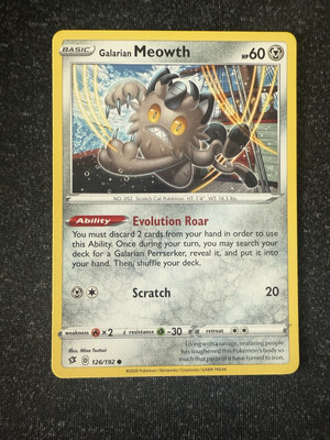 Galarian Meowth 126/192- Rebel Clash- Regular Common- NM/M