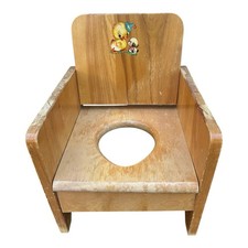 Vintage Wooden Toddler Potty Chair Duck Nursery Decor Primitive Child Seat