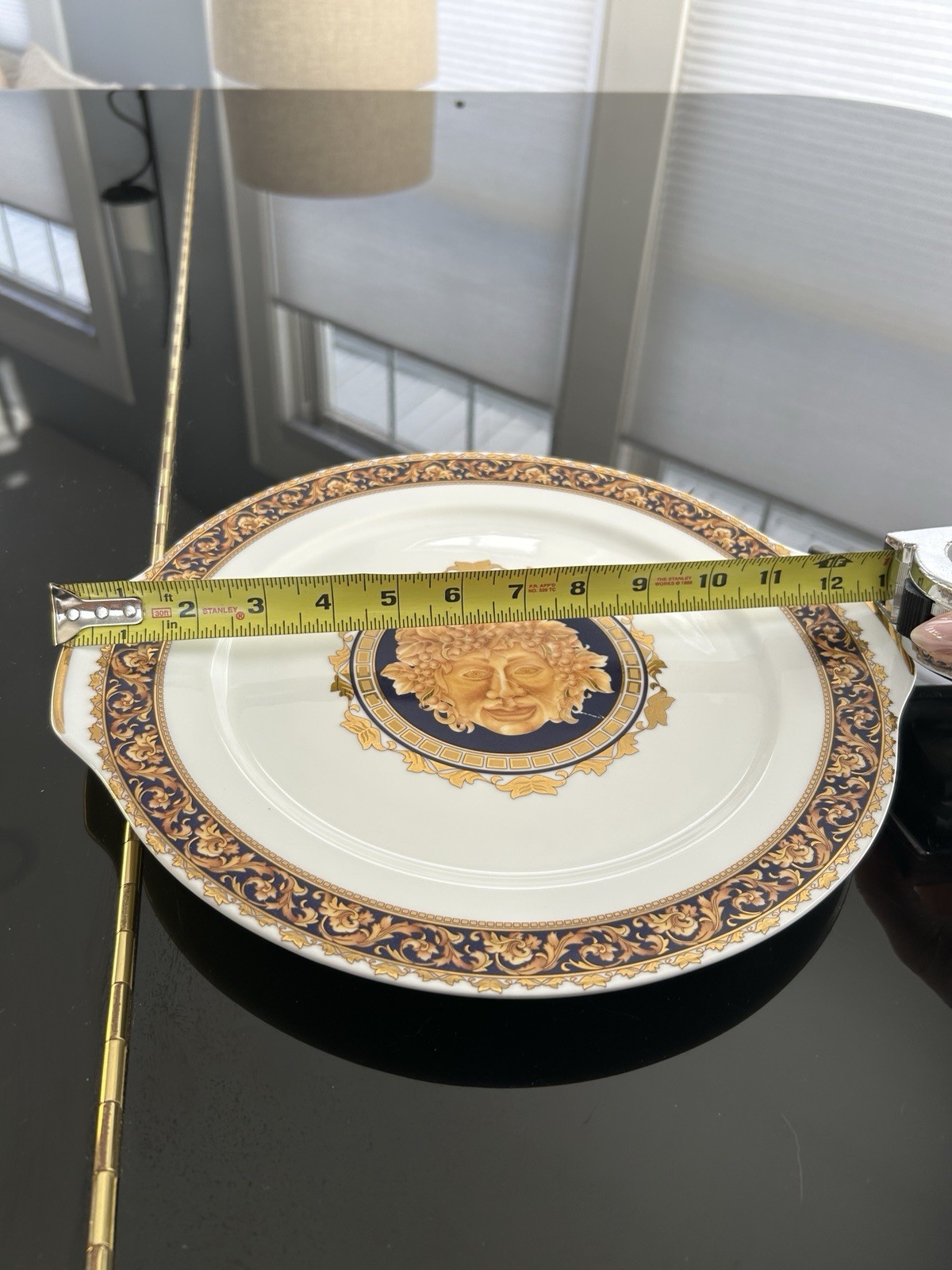 Vintage Limoges porcelain platter with Bacchus motif and ornate gold trim  thumbnail 2