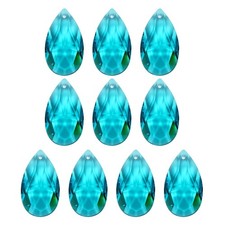 K9 Crystal Pendants Teardrop Beads, 10 Pack 38mm Chandelier Prisms DIY Navy Blue