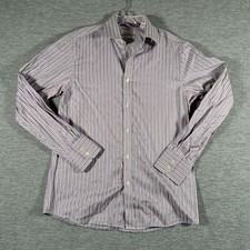 Ted Baker Endurance Dress Shirt Mens 15.5 Purple Striped Long Sleeve Cotton