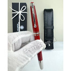 Bid (MB) Meisterstück 163 Red Fountain Pen Platinum Trim w/ Box & Pouch. — photo 3