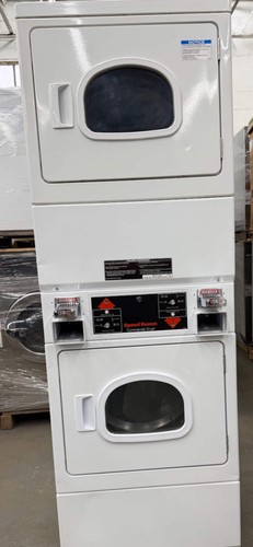 Speed Queen SSE917WF white stack electric dryer 7.4cu ft. coin slide op[Used]