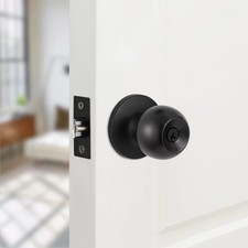 Front Door Knob with Lock and Key, Entry Door Lockset, Exterior Door Knob, Ke...