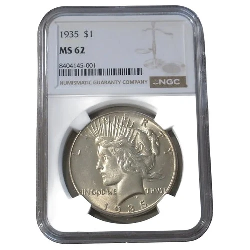 1935 Peace Silver Dollar NGC MS62