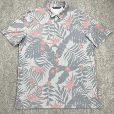 Travis Mathew Golf Polo Shirt Mens XL Gray Fern Leaf Pima Cotton Blend 1MS080