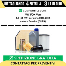Tagliando per VW FOX Van 1.2 44 kw Benzina 2010-2011 - 3 Lt di olio + 4 Filtri
