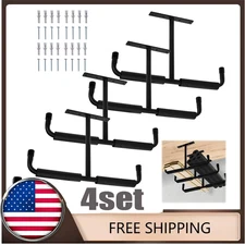 4 Pack Overhead Garage Storage Hooks, Heavy Duty Ceiling Mount Hangers 17"x 11"