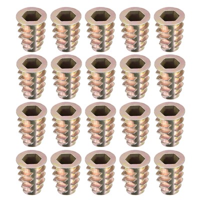 Threaded Insert Nuts Zinc Alloy Hex Socket M8 Internal Threads 18mm Length 20pcs