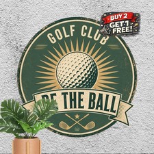 Golf Club Sport Logo Round Metal Sign Vintage Game Room Wall Decor Plaque 8x8