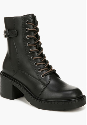 Zodiac Gemma Block Heel Lace Up Combat Boots Black Leather Size 8.5 Women